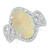 Angara Gia Certified Claw-set Oval Opal Criss-cross Shank Ring In White Gold/milky With Medium Play Of Colour