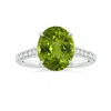 Angara Gia Certified Claw-set Oval Peridot Ring With Diamonds In White Gold/yellowish Green