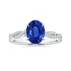 Angara Gia Certified Claw-set Oval Sapphire Twisted Shank Ring With Diamonds In White Gold/medium To Rich Blue