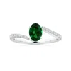 Angara Gia Certified Claw-set Oval Tsavorite Bypass Ring With Diamonds In White Gold/bright Medium Green