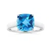 Angara Gia Certified Claw-set Solitaire Cushion Swiss Blue Topaz Ring With Scrollwork In White Gold/light Swiss Blue