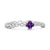Angara Gia Certified Clover-shaped Amethyst Halo Bracelet In White Gold/dark Purple