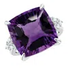 Angara Gia Certified Cushion Amethyst Engagement Ring With Trio Diamonds In White Gold/dark Purple