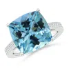Angara Gia Certified Cushion Aquamarine Reverse Tapered Shank Ring In White Gold/swiss Blue