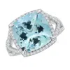 Angara Gia Certified Cushion Aquamarine Split Shank Halo Ring In White Gold/light Swiss Blue