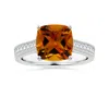 Angara Gia Certified Cushion Citrine Reverse Tapered Ring With Milgrain In White Gold/golden