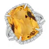 Angara Gia Certified Cushion Citrine Split Shank Halo Ring. In White Gold/light Yellow
