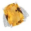 Angara Gia Certified Cushion Citrine Twisted Shank Ring. In White Gold/light Yellow