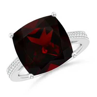 Angara Gia Certified Cushion Garnet Reverse Tapered Shank Ring In Metallic