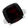 Angara Gia Certified Cushion Garnet Ring With Diamond Accents In White Gold/rich Red