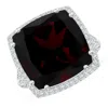 Angara Gia Certified Cushion Garnet Ring With Diamond Halo In White Gold/rich Red