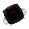 Angara Gia Certified Cushion Garnet Ring With Leaf Motifs In White Gold/rich Red