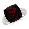 Angara Gia Certified Cushion Garnet Ring With Pave-set Diamonds In White Gold/medium Red