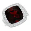 Angara Gia Certified Cushion Garnet Twisted Infinity Ring In White Gold/medium Red