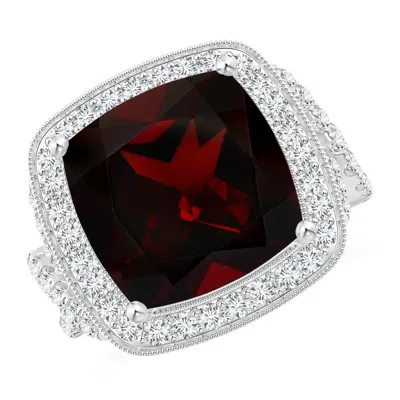 Angara Gia Certified Cushion Garnet Twisted Infinity Ring In Red