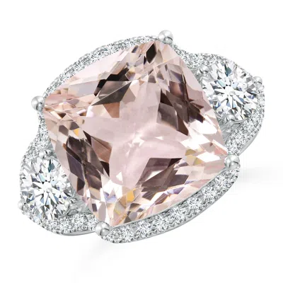 Angara Gia Certified Cushion Morganite Halo Ring With Diamonds In Metallic
