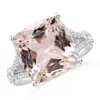 Angara Gia Certified Cushion Morganite Split Shank Ring In White Gold/peach