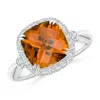 Angara Gia Certified Cushion Orange Zircon Ring In White Gold