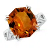 Angara Gia Certified Cushion Rectangular Citrine Crossover Ring With Diamond Accents In White Gold/deep Golden