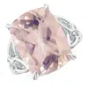 Angara Gia Certified Cushion Rectangular Rose Quartz Celtic Knot Ring In White Gold/medium Dark Pink