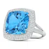 Angara Gia Certified Cushion Swiss Blue Topaz Ring With Diamond Halo - 13.7 Ct Tw In White Gold/swiss Blue