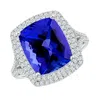 Angara Gia Certified Cushion Tanzanite Double Halo Cocktail Ring In White Gold/deep Rich Violet Blue