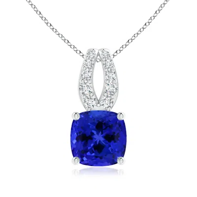 Angara Gia Certified Cushion Tanzanite Pendant With Diamonds In Metallic