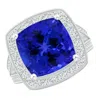 Angara Gia Certified Cushion Tanzanite Split Shank Halo Ring In White Gold/deep Rich Violet Blue