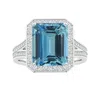 Angara Gia Certified Emerald-cut Aquamarine Halo Ring With Diamond Split Shank In White Gold/swiss Blue