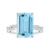 Angara Gia Certified Emerald-cut Aquamarine Ring With Diamond Twist Shank In White Gold/swiss Blue