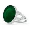 Angara Gia Certified Emerald Split Shank Ring With Diamond Accents In White Gold/medium Green