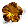 Angara Gia Certified Five-petal Flower Citrine Solitaire Ring In White Gold/deep Golden