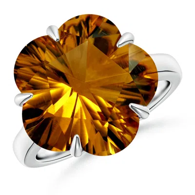 Angara Gia Certified Five-petal Flower Citrine Solitaire Ring In Metallic