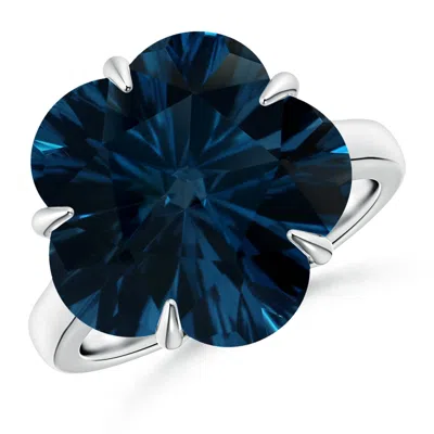 Angara Gia Certified Five-petal Flower London Blue Topaz Solitaire Ring