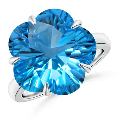 Angara Gia Certified Five-petal Flower Swiss Blue Topaz Solitaire Ring