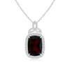 Angara Gia Certified Garnet Halo Pendant With Celtic Motif In White Gold/medium Red
