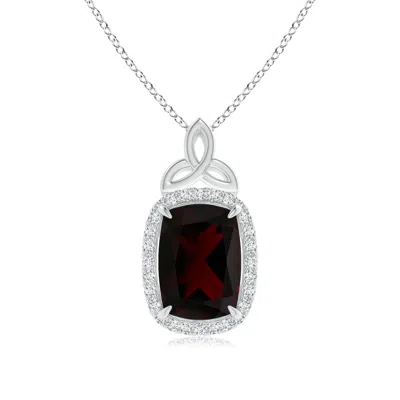 Angara Gia Certified Garnet Halo Pendant With Celtic Motif In Red