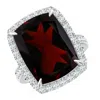 Angara Gia Certified Garnet Two Tone Cocktail Ring With Halo In White Gold/dark Red