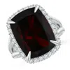 Angara Gia Certified Gia Certified Rectangular Cushion Garnet Split Shank Halo Ring In White Gold/medium Red