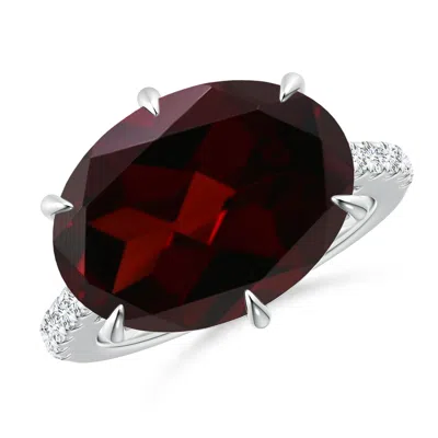 Angara Gia Certified Horizontal Oval Garnet Solitaire Ring In Red