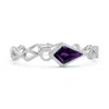 Angara Gia Certified Kite-shaped Step-cut Amethyst Bracelet In White Gold/dark Purple