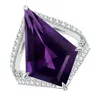Angara Gia Certified Kite-shaped Step-cut Amethyst Halo Split Shank Ring In White Gold/dark Purple