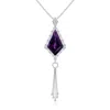 Angara Gia Certified Kite-shaped Step-cut Amethyst Tassel Drop Pendant In White Gold/dark Purple