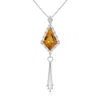 Angara Gia Certified Kite-shaped Step-cut Citrine Tassel Drop Pendant In White Gold/deep Golden