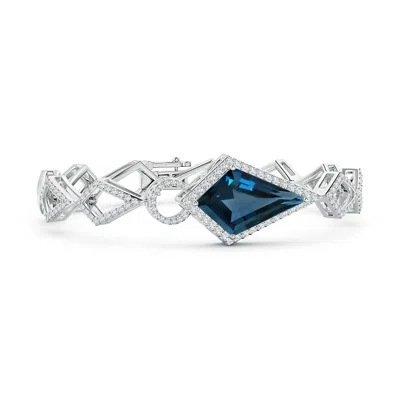 Angara Gia Certified Kite-shaped Step-cut London Blue Topaz Bracelet In Metallic