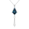 Angara Gia Certified Kite-shaped Step-cut London Blue Topaz Tassel Drop Pendant In White Gold/deep Greenish Blue