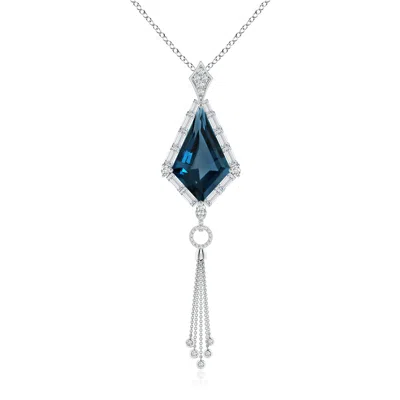 Angara Gia Certified Kite-shaped Step-cut London Blue Topaz Tassel Drop Pendant In Metallic