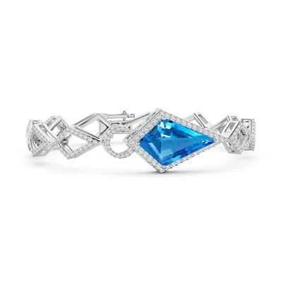 Angara Gia Certified Kite-shaped Step-cut Swiss Blue Topaz Bracelet In Metallic