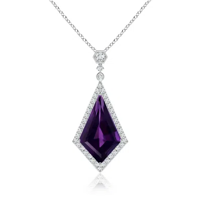 Angara Gia Certified Moroccan Style Kite-shaped Amethyst Pendant In Purple