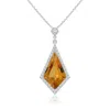 Angara Gia Certified Moroccan Style Kite-shaped Citrine Pendant In White Gold/deep Golden